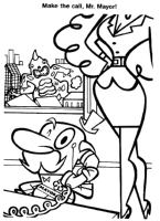 A coloring page of powerpuff girls